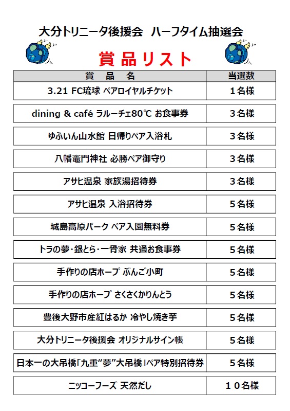 2/25（水）レイラック滋賀FC戦 ハーフタイム抽選会のお知らせ